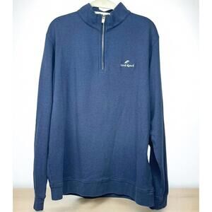 Peter Millar 1/4 Zip Pullover Mens Large Blue 100% Cotton - North Ranch - Logo